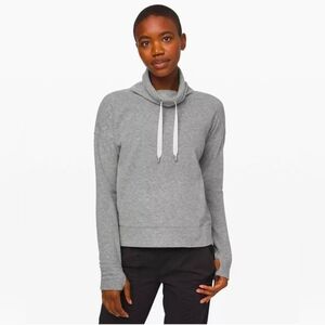 Lululemon Go Forward Pullover Fleece Heathered Gray Cowl Neck Sweater Womens 6
